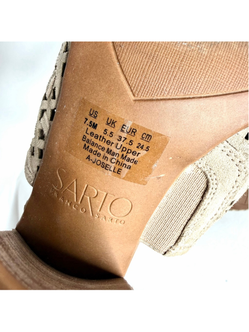 Women's Franco Sarto Beige Woven Open Toe Heeled Sandals Size 7.5 - Picture 6 of 6